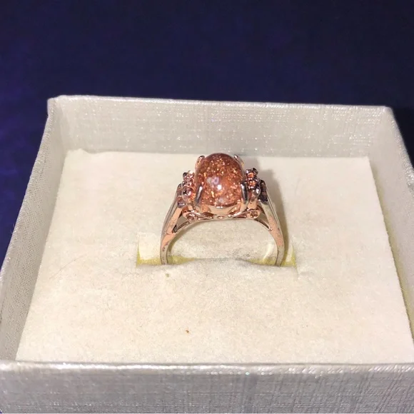 Gold Stone Sterling Silver Ring - Picture 2 of 7